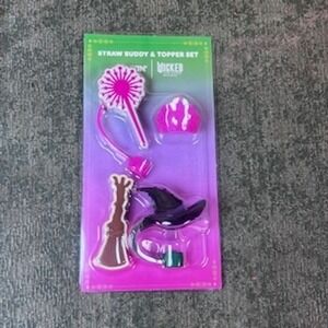 Dunkin Wicked For Good Set of Straw Accessories Witch Broom Lollipop Cup Topper